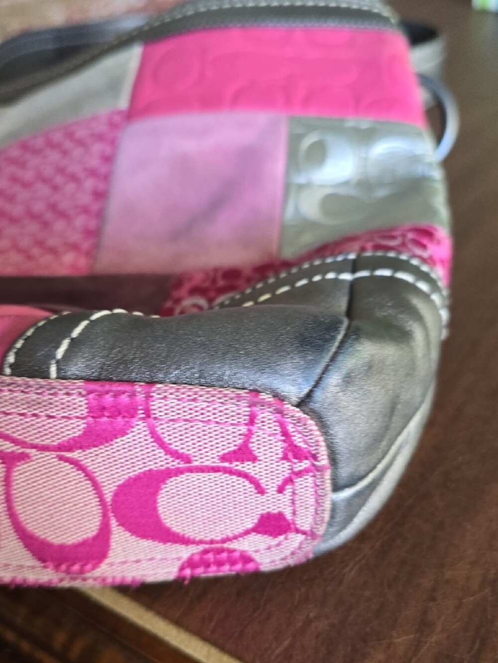 Coach Patchwork Leather Crossbody Bag in Pink & Metallic Silver - Picture 13 of 15